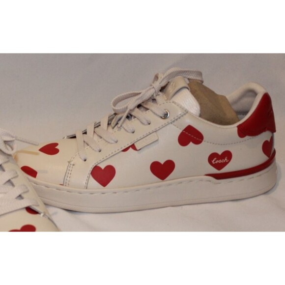 COACH WOMEN'S LOWLINE VALENTINE'S LEATHER HEART SNEAKERS WHITE RED SZ 6 NIB - Picture 5 of 8
